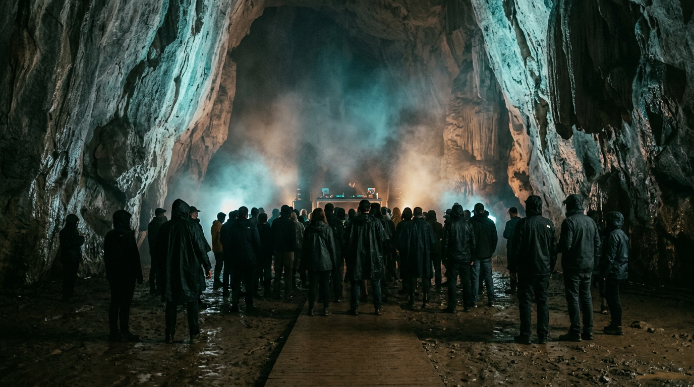 Columbia transforma o Peak District em palco de rave subterrânea