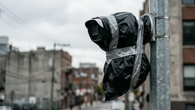 Cidades cobrem câmeras de vigilância com sacos de lixo após impasse contratual