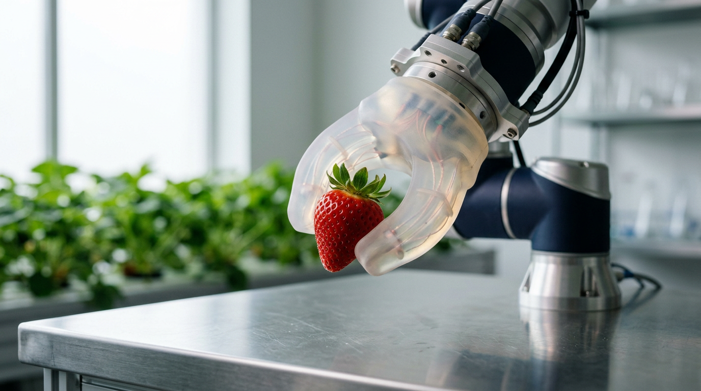 Robôs suaves de Cornell aprendem a colher frutas delicadas pelo tato