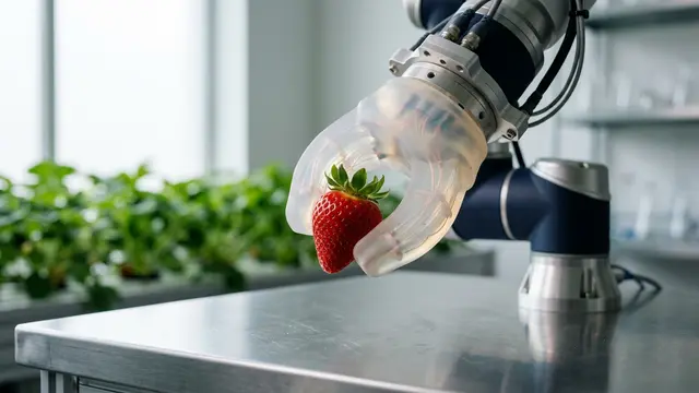 Robôs suaves de Cornell aprendem a colher frutas delicadas pelo tato