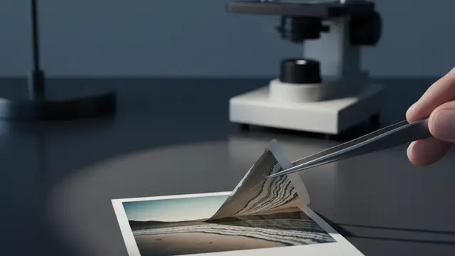 A Polaroid sob o microscópio de um engenheiro