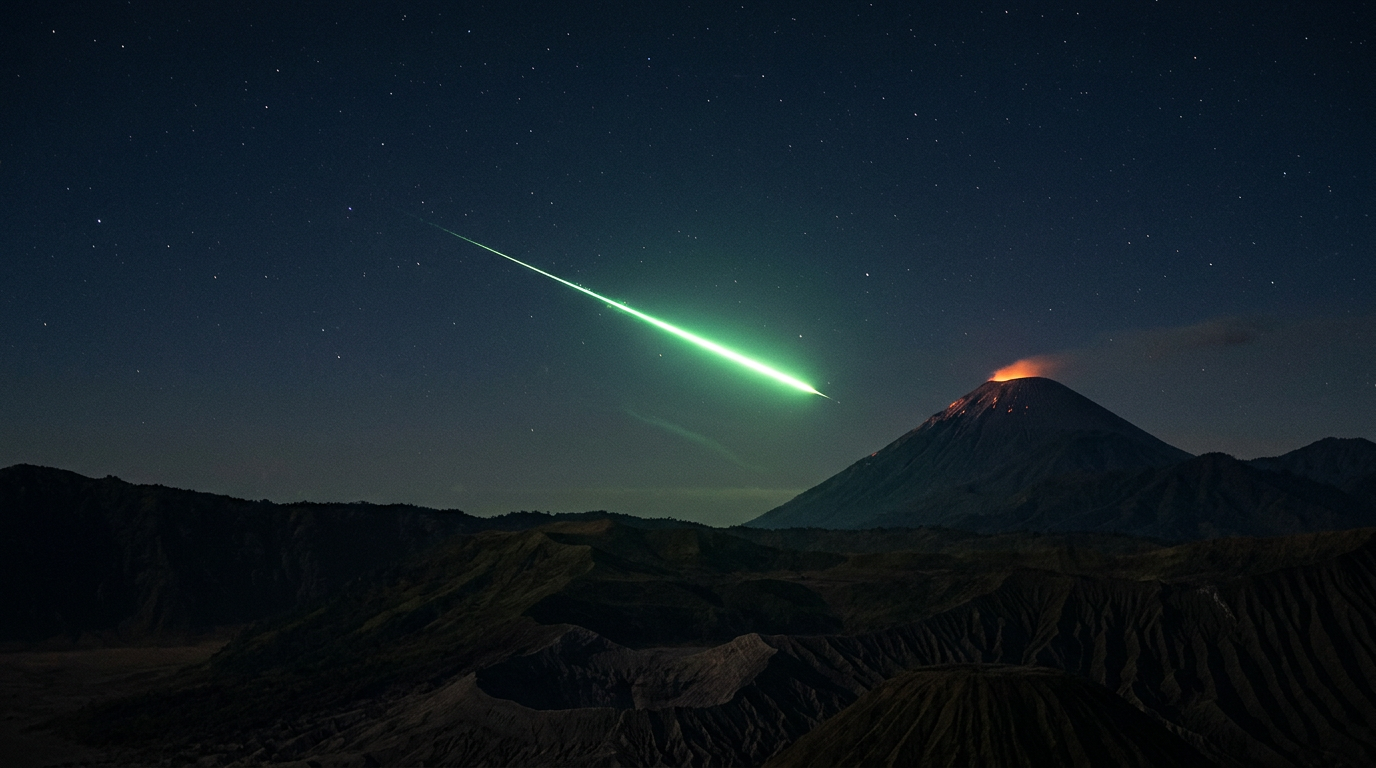 Meteoro verde cruza céu das Filipinas durante erupção do Monte Mayon
