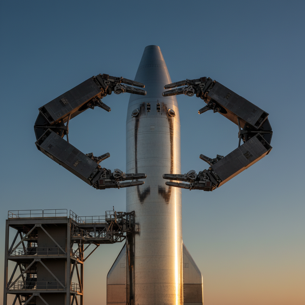 SpaceX ensaia a captura: o balé dos robôs gigantes