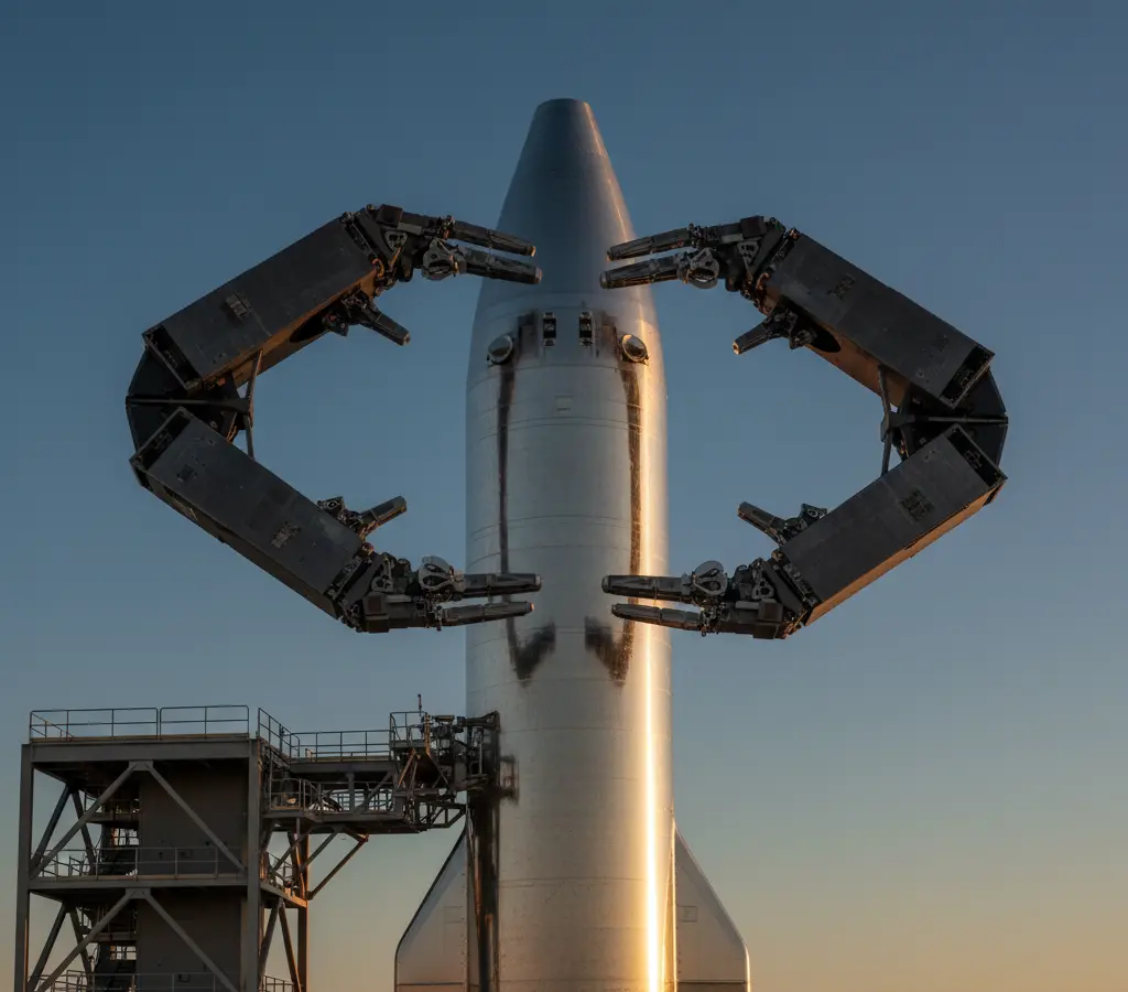 SpaceX ensaia a captura: o balé dos robôs gigantes