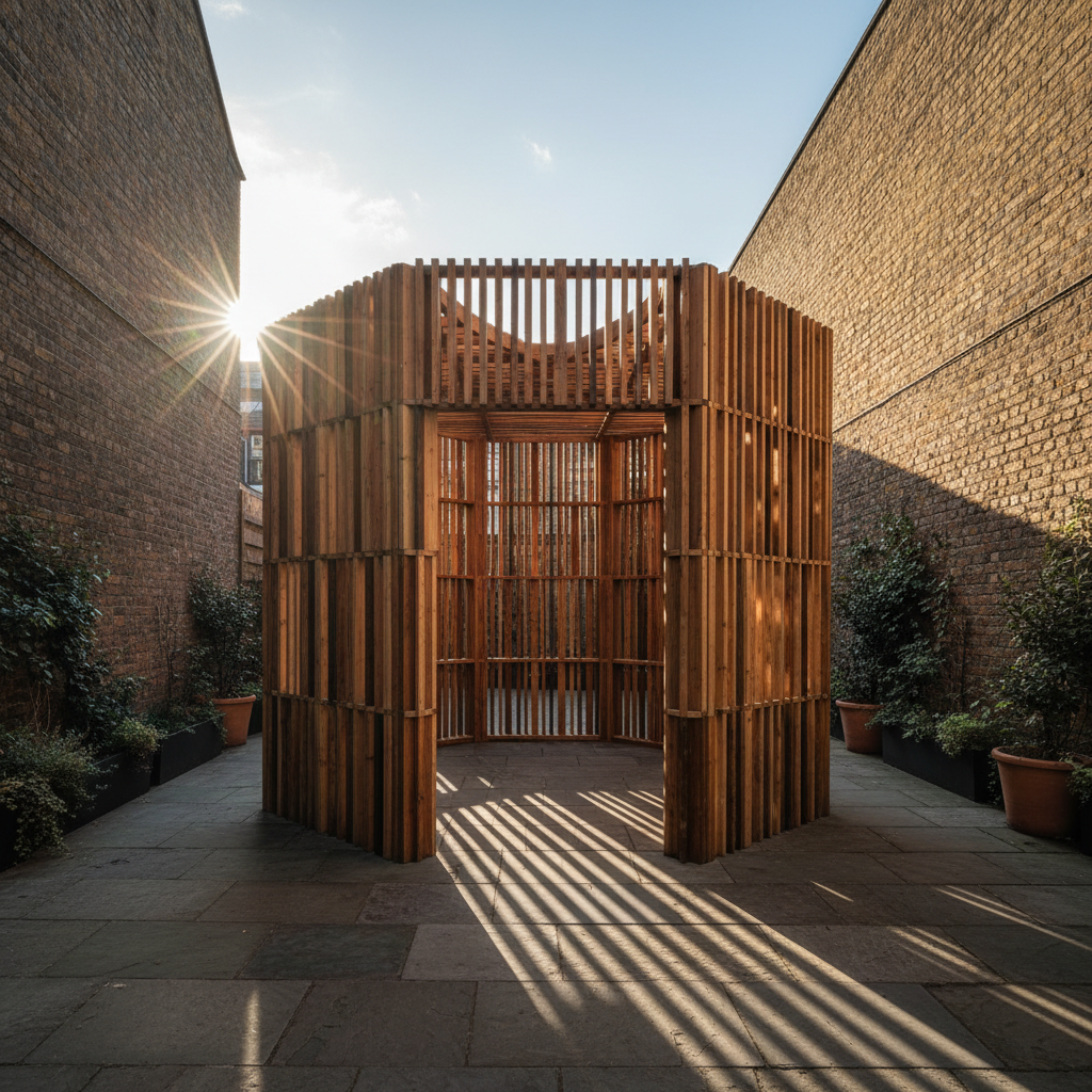 Pavilhão de Sombra DIY: a arquitetura que combate o calor em Londres