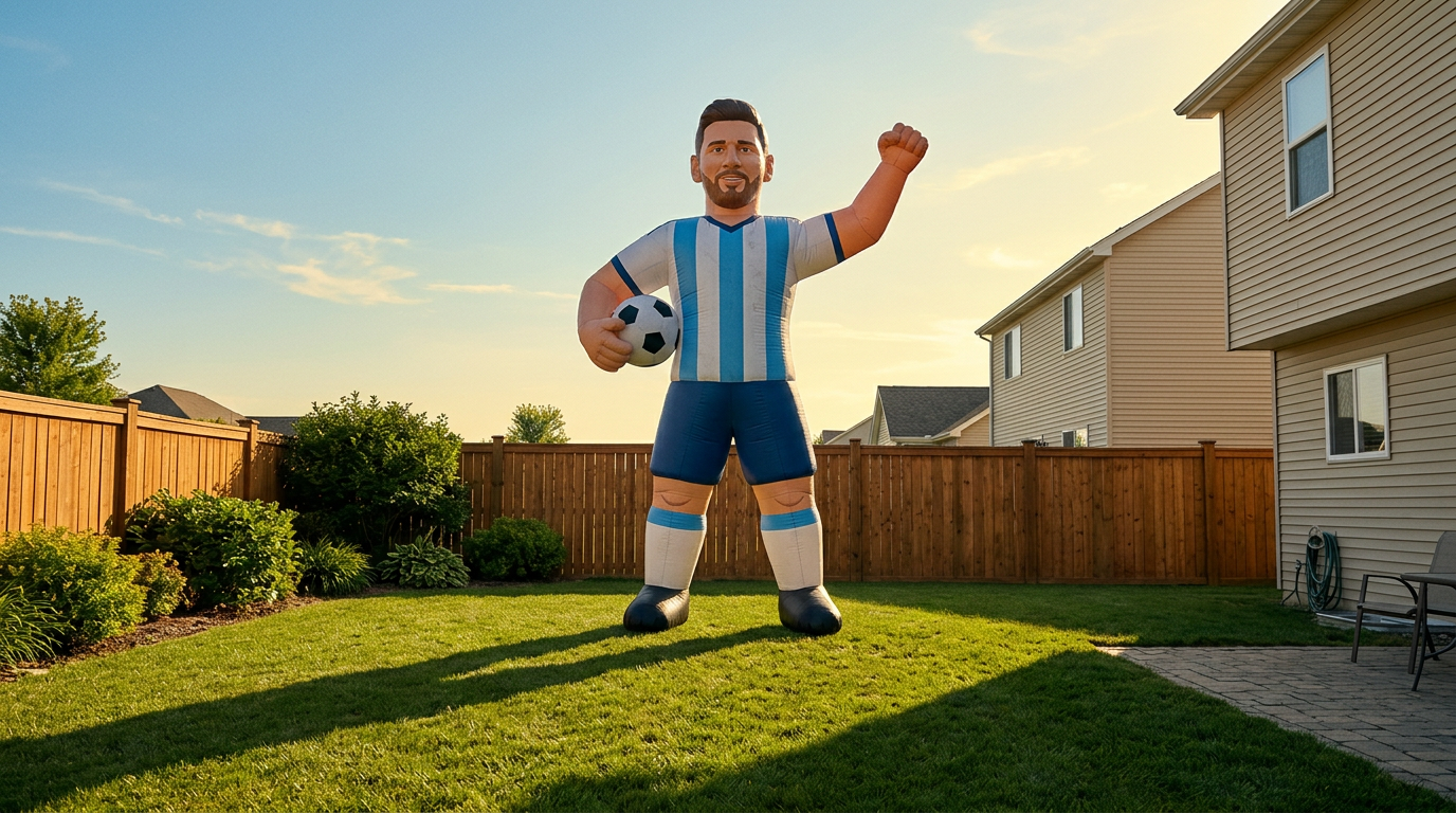 Lowe’s aposta em inflável de Messi para dominar quintais na Copa do Mundo