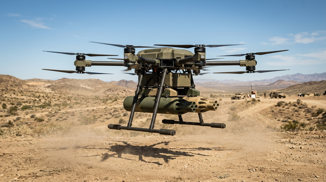 Exército dos EUA testa lançador de foguetes em drone logístico e caminhonete