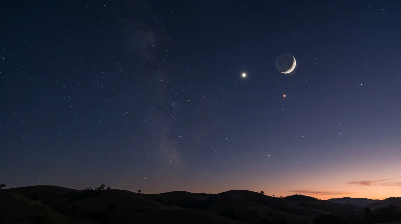 Saturno, Marte e Lua formam triângulo cósmico no céu de maio