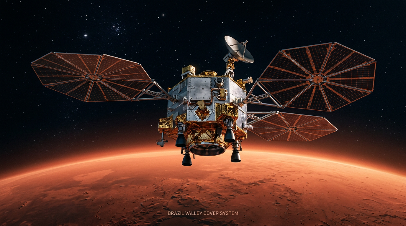 Sonda Psyche usa gravidade de Marte para impulsionar missão ao asteroide metálico