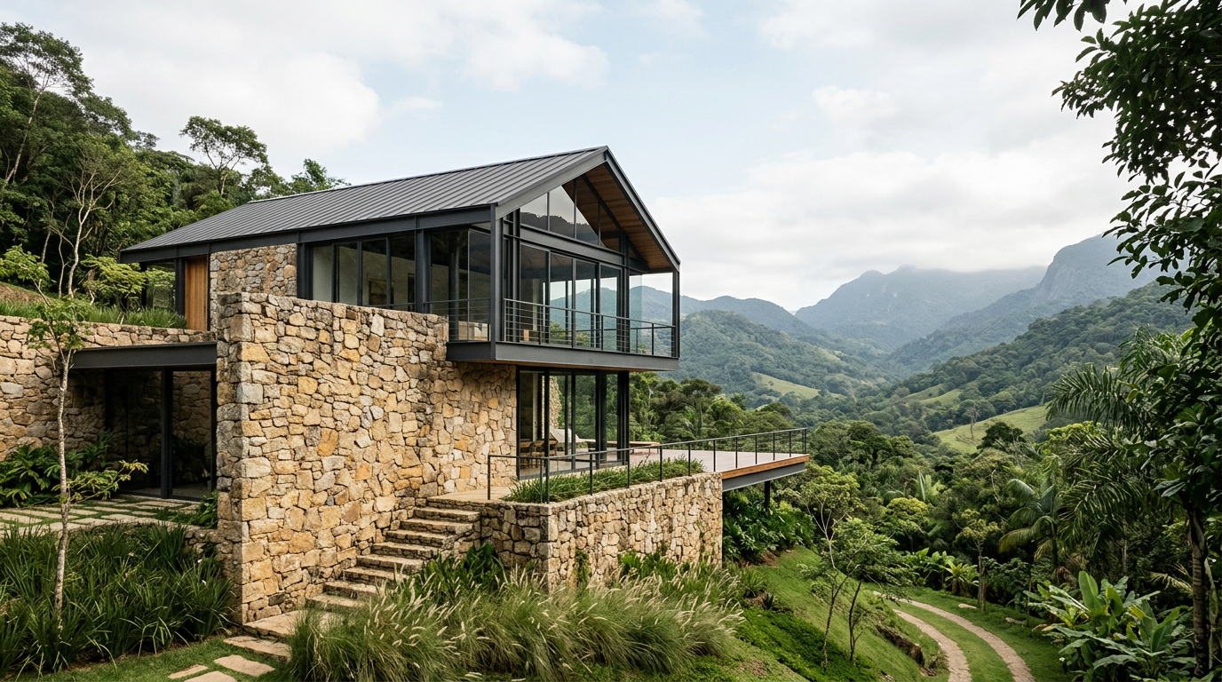 Meister Varma Architects resgata pedras de ruínas para projeto residencial em Tamil Nadu