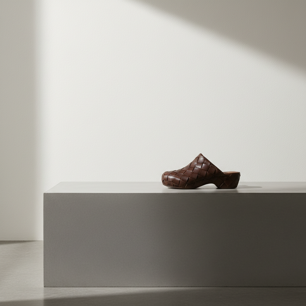 O DNA da Bottega Veneta, agora num clog de US$ 1.350