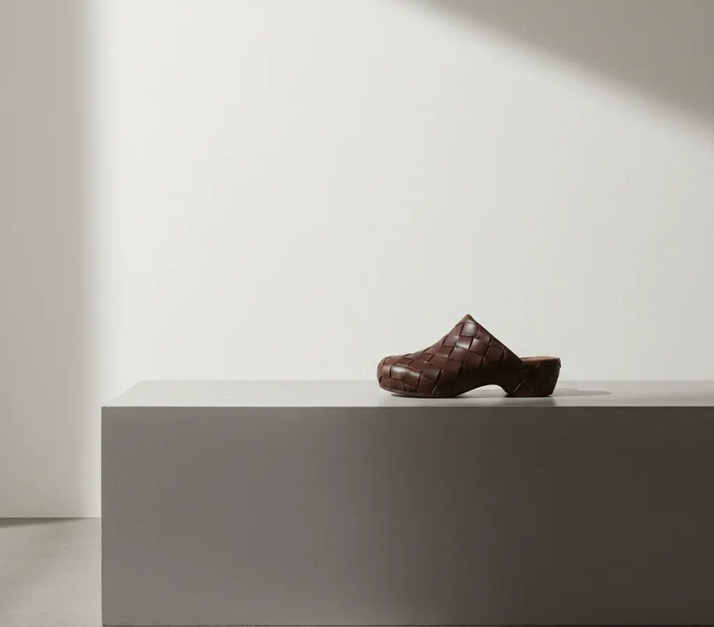 O DNA da Bottega Veneta, agora num clog de US$ 1.350