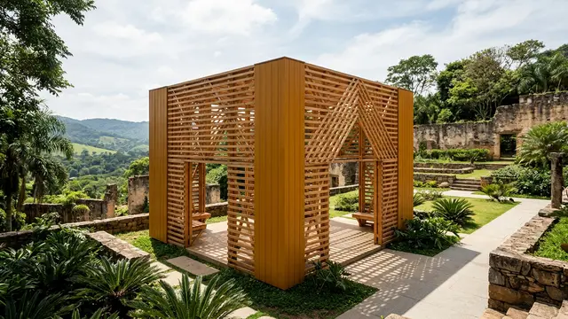 Waugh Thistleton instala pavilhão de madeira em palácio histórico de Istambul