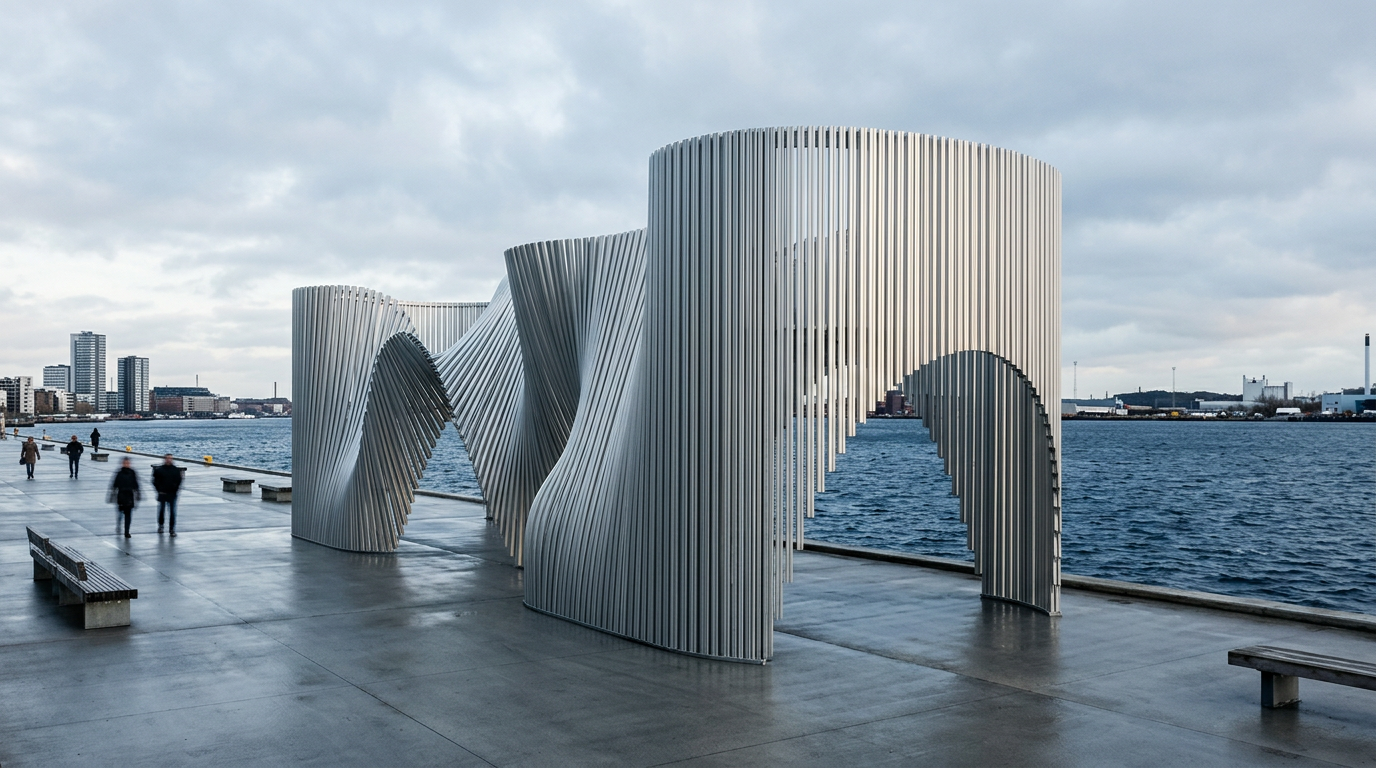 Iittala escala ícone do design nórdico para sete metros em pavilhão de alumínio