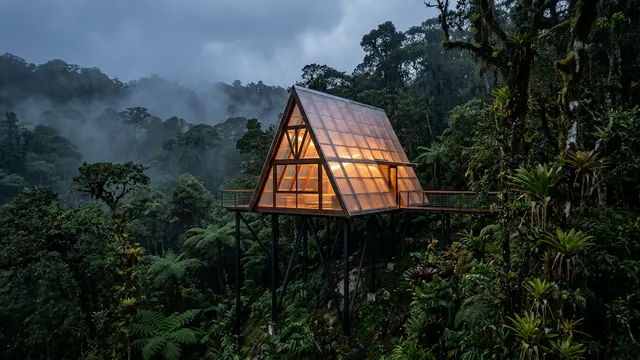 Baquio Arquitectura usa policarbonato para integrar refúgio à floresta no Equador
