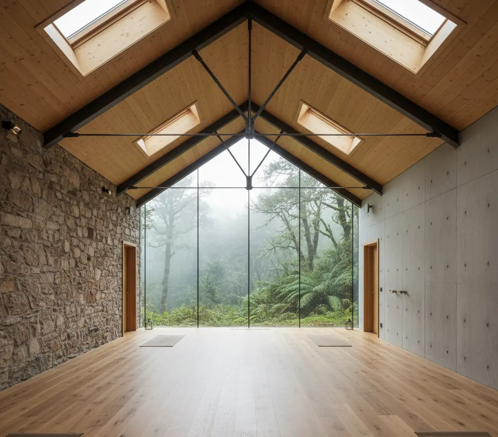 Schemata Architects une arquitetura e floresta em retiros na Irlanda
