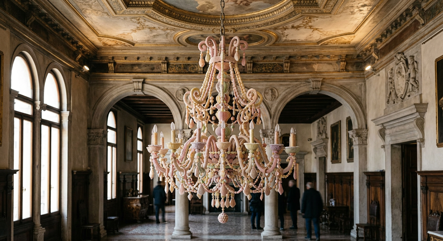 Simone Post transforma doces em arquitetura efêmera no Palazzo Contarini Polignac