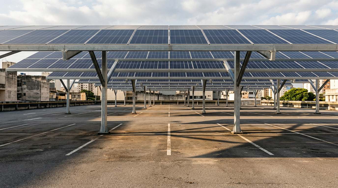 Zaragoza transforma estacionamentos em usinas solares — e sem custo para o município