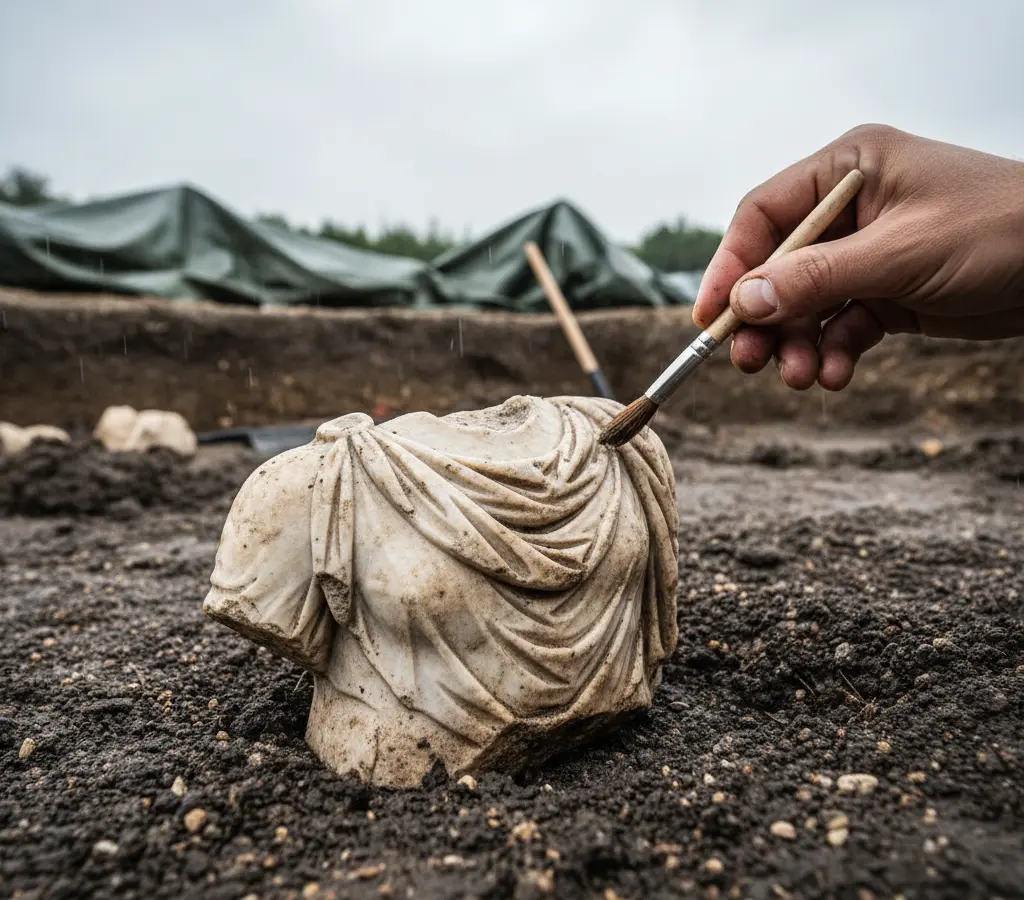 Esculturas romanas raras emergem de santuário em Chartres