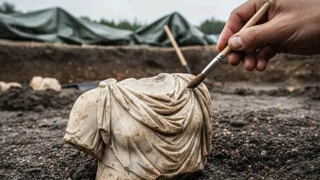 Esculturas romanas raras emergem de santuário em Chartres
