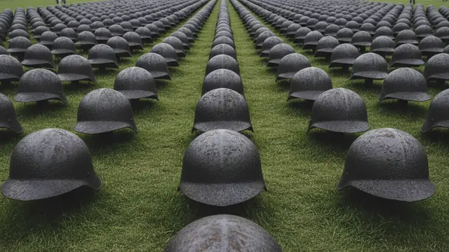 Ai Weiwei usa 500 capacetes de ferro para criticar guerra em Sydney