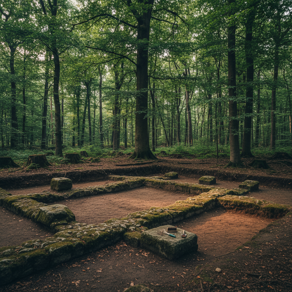 Ruínas de templo romano descobertas na Floresta Taunus, Alemanha