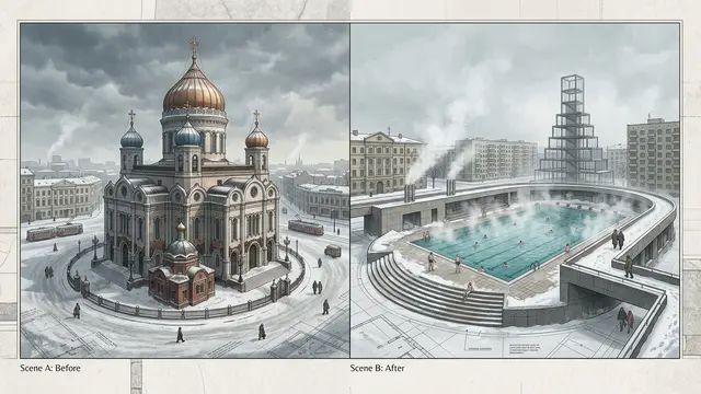 Catedral, arranha-céu e piscina — o destino trágico de um terreno em Moscou
