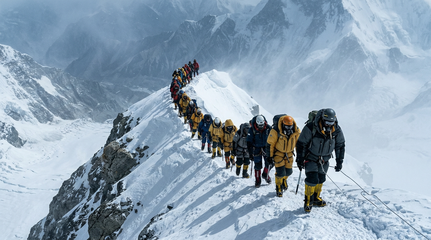 Everest registra mortes e resgates em série sob congestionamento recorde