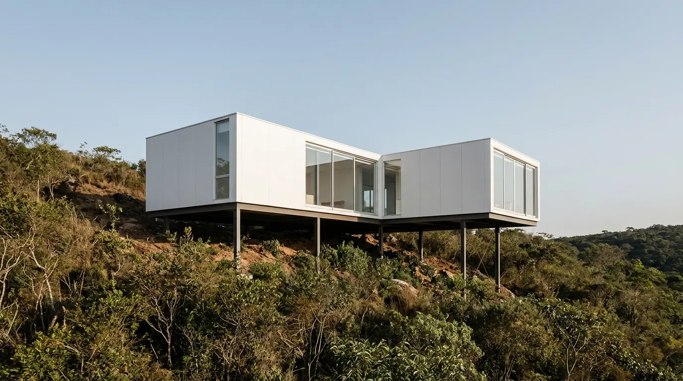 SET Arquitectura eleva residência modular em colina de Córdoba — e preserva o terreno