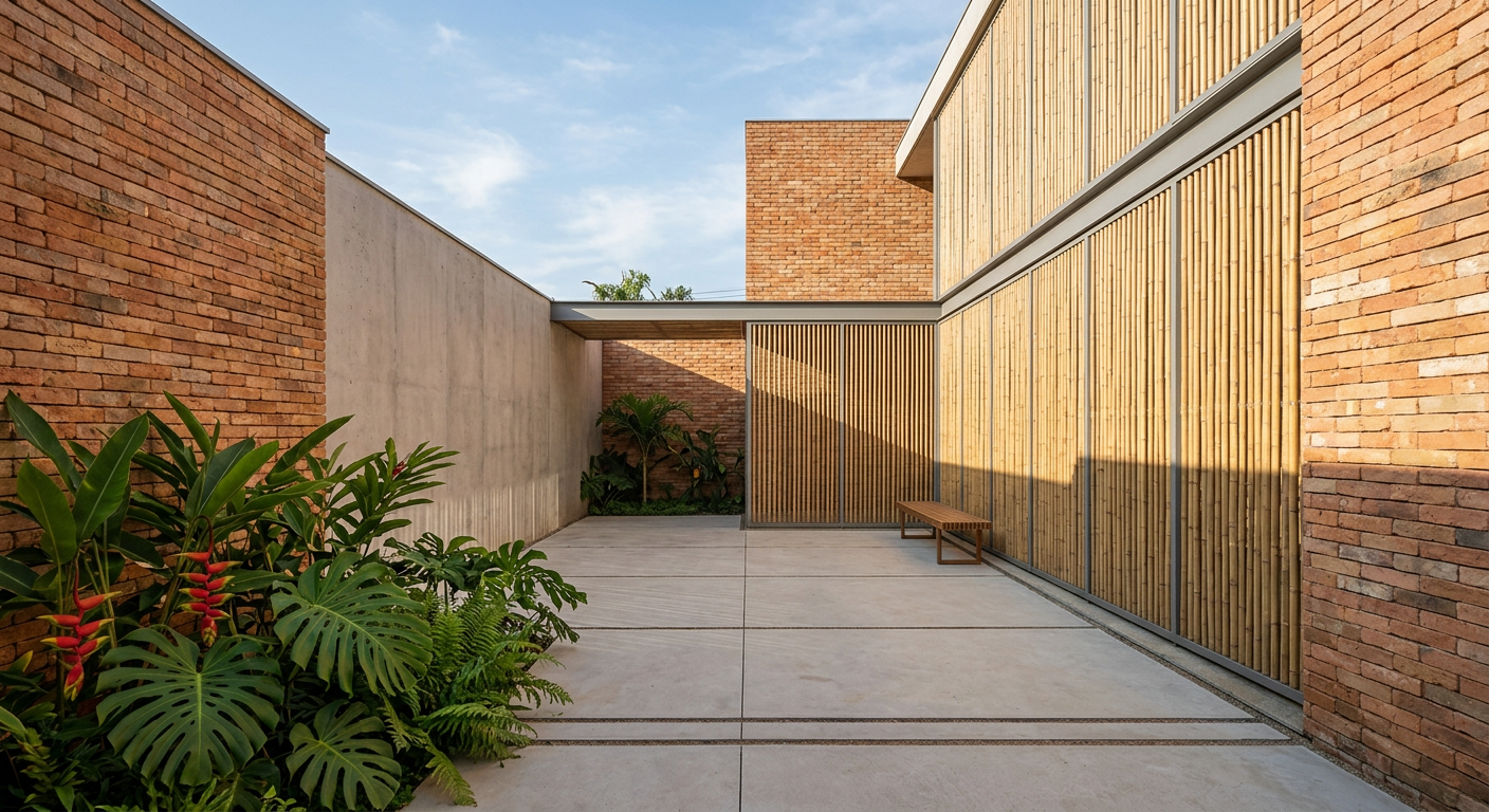 Tijolos e bambu dominam o design residencial em junho de 2026