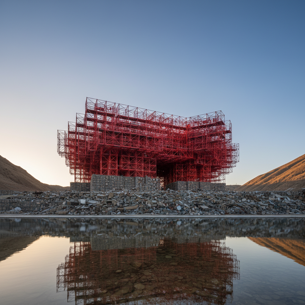 O andaime vermelho que virou arquitetura na Índia