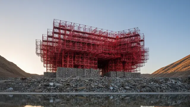 O andaime vermelho que virou arquitetura na Índia