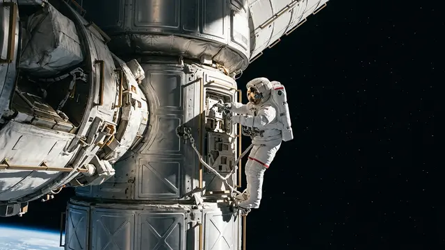 Cosmonautas realizam caminhada espacial para manutenção na Estação Espacial Internacional