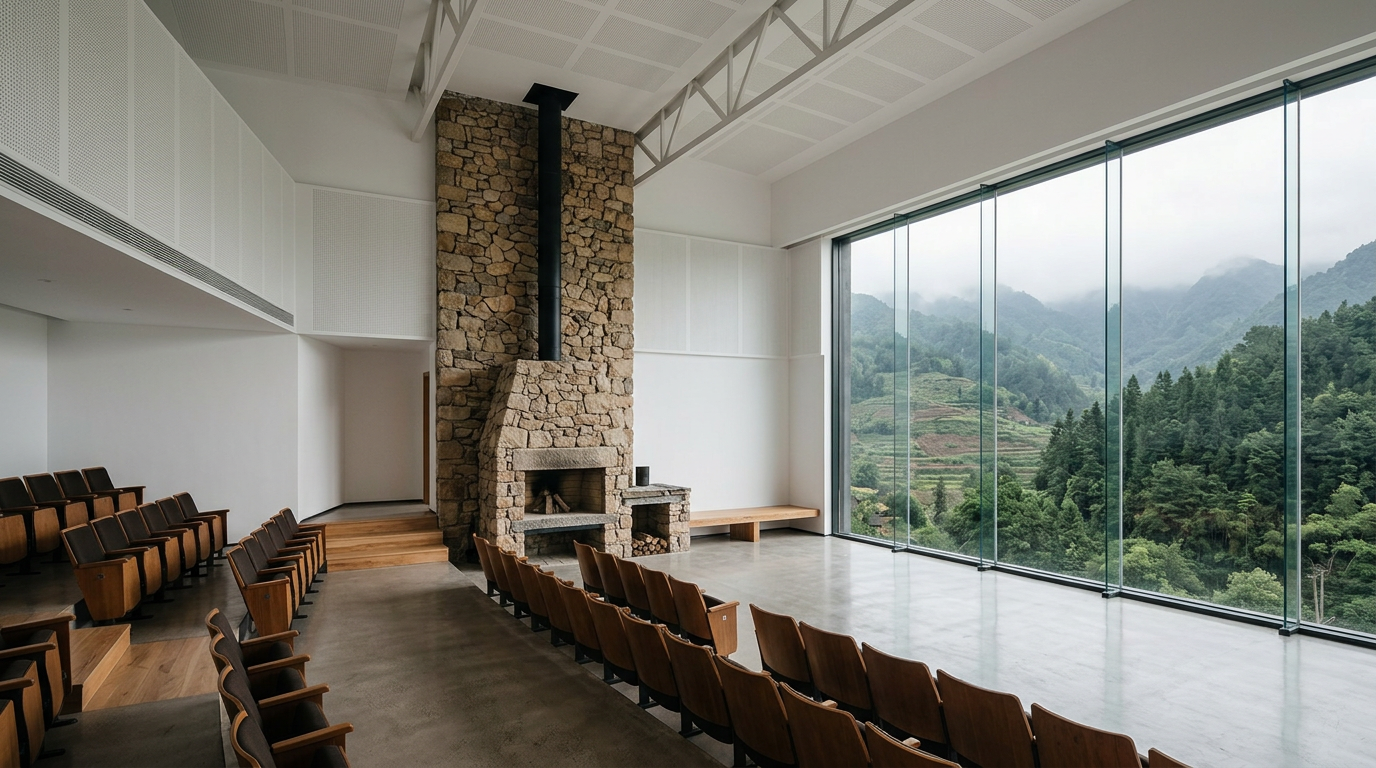 Tens Atelier transforma antigo auditório rural chinês em padaria de alto padrão