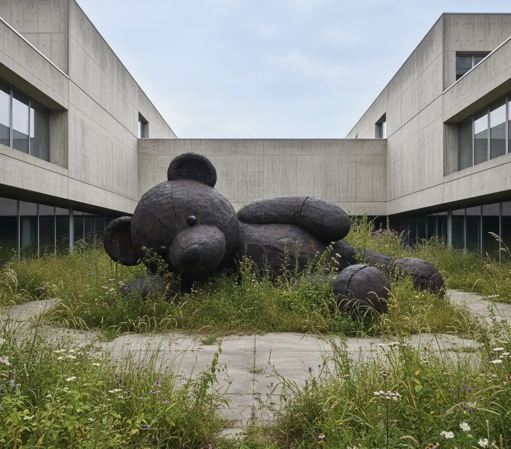 No pátio do MoMA, a lição vem de um urso de pelúcia