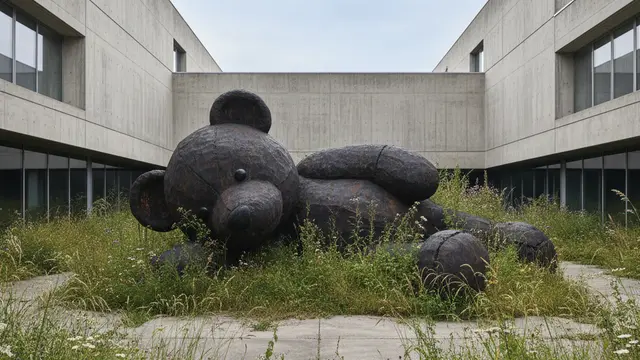 No pátio do MoMA, a lição vem de um urso de pelúcia