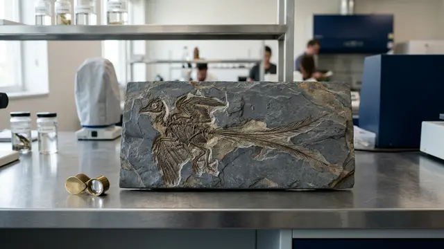 Fóssil de 121 milhões de anos revela ancestral das aves com cauda ornamental