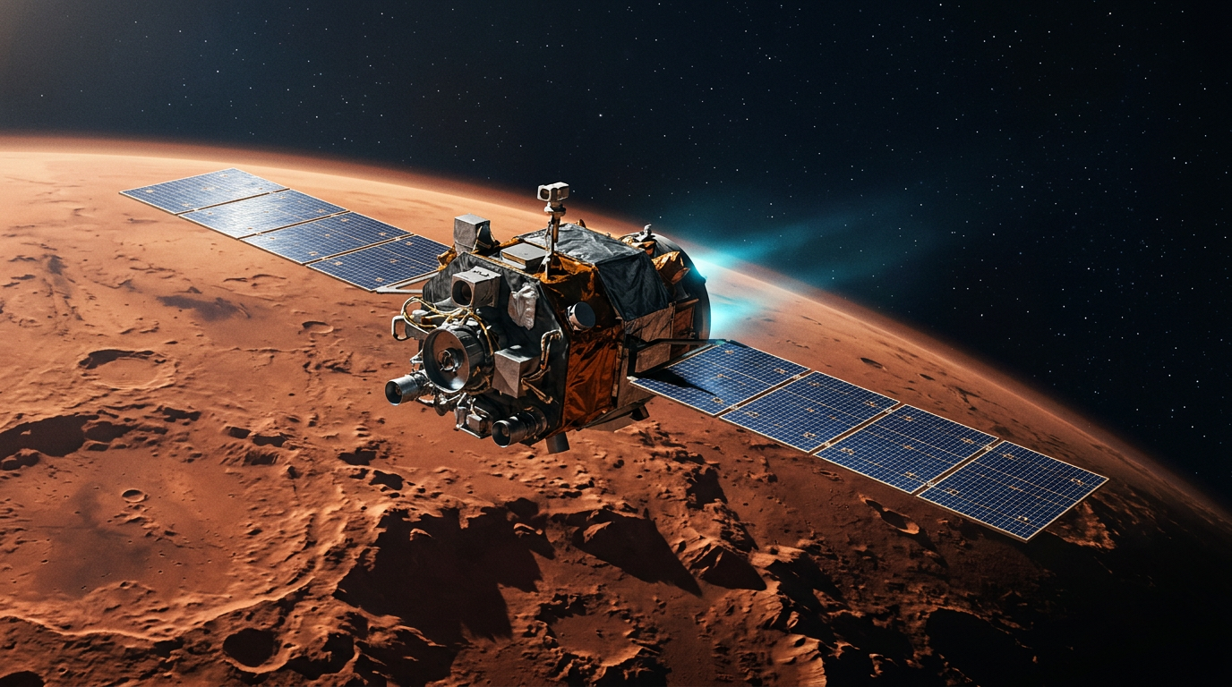 Sonda Psyche usa gravidade de Marte para ganhar impulso rumo a asteroide metálico