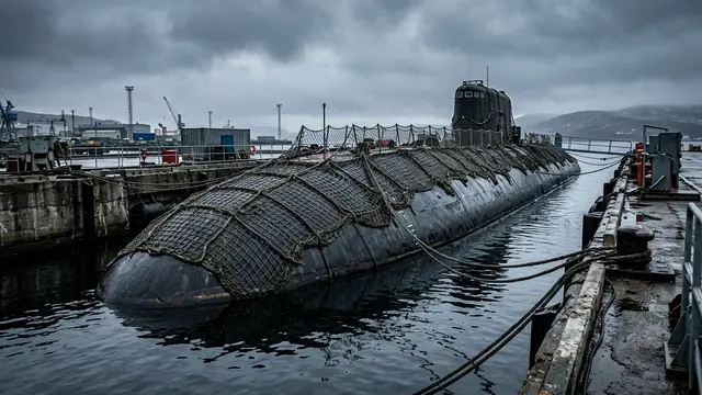 Submarinos nucleares russos ganham proteção improvisada contra drones