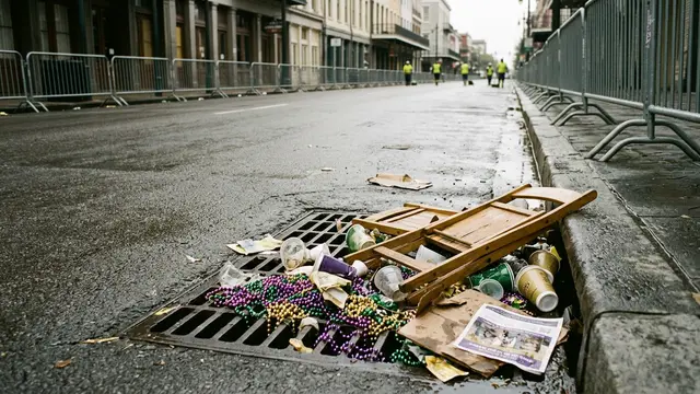 Nova Orleans acumula recorde de 1,3 mil toneladas de lixo no Mardi Gras