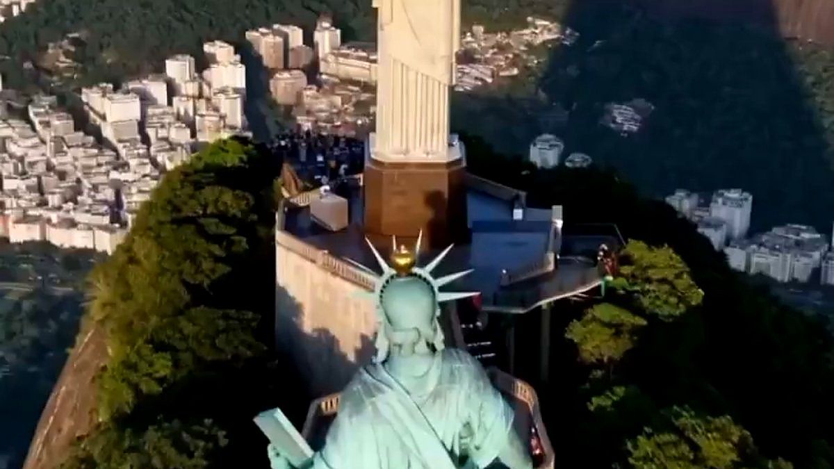 Irã usa IA para colocar Cristo Redentor contra Estátua da Liberdade em disputa geopolítica