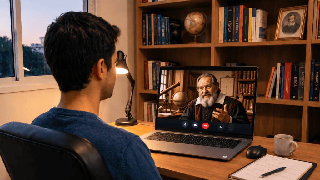 IA dá voz a Galileu e Newton em sala de aula brasileira