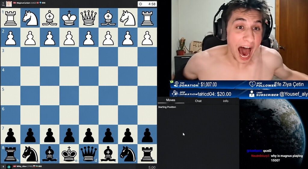 Streamer búlgaro vence Magnus Carlsen e explode em euforia online