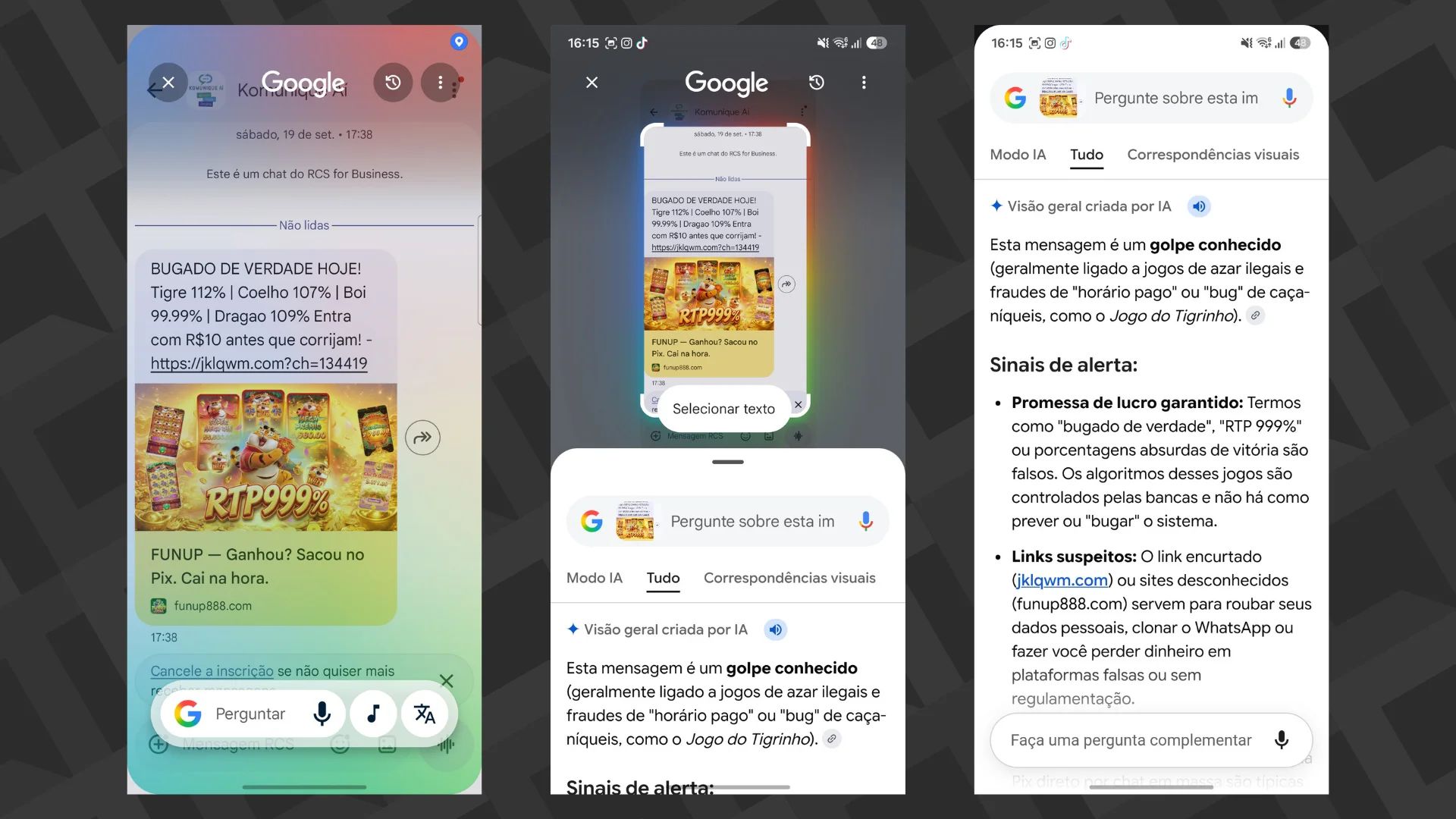 Android usa IA para identificar golpes em SMS com Circule para Pesquisar