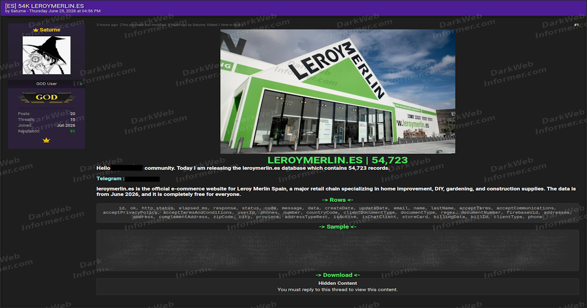 Vazamento na Leroy Merlin Espanha expõe dados de 55 mil clientes