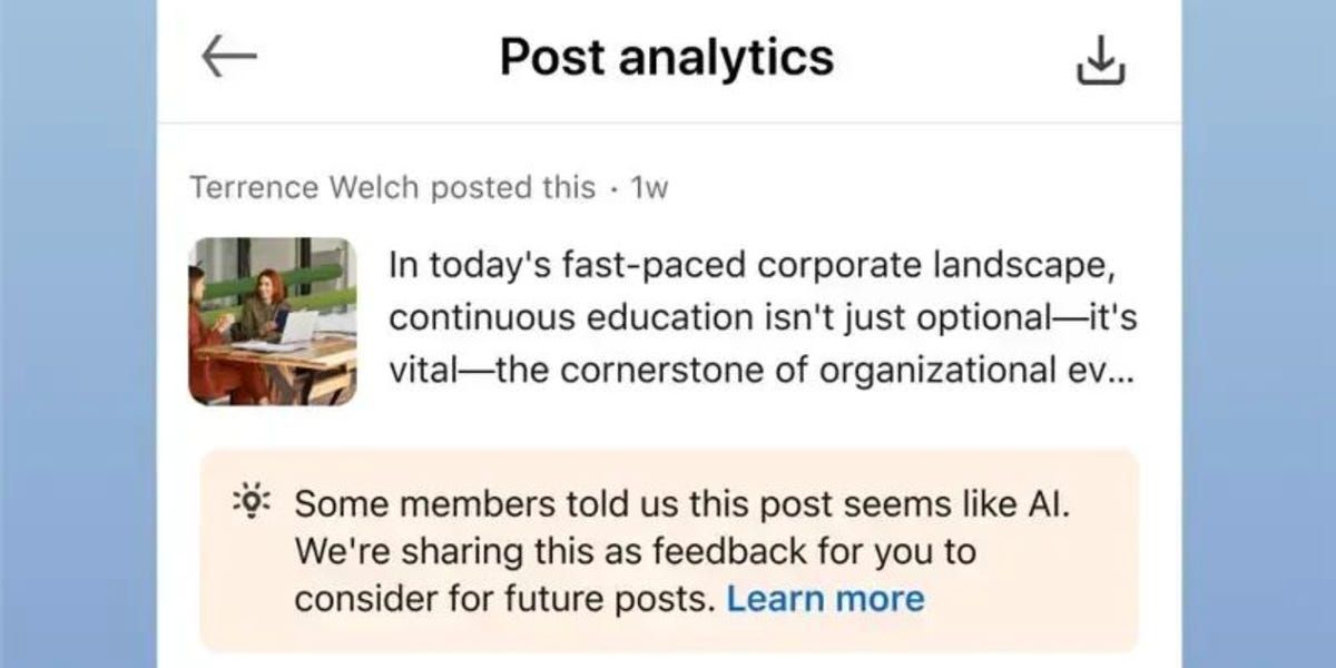 LinkedIn agora avisa: seu post soa como um robô