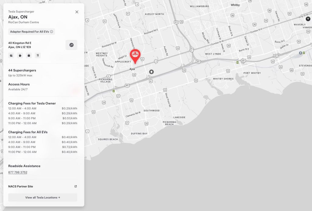 Tesla inaugura maior estação de Superchargers do Canadá em Ajax — infraestrutura ganha tração