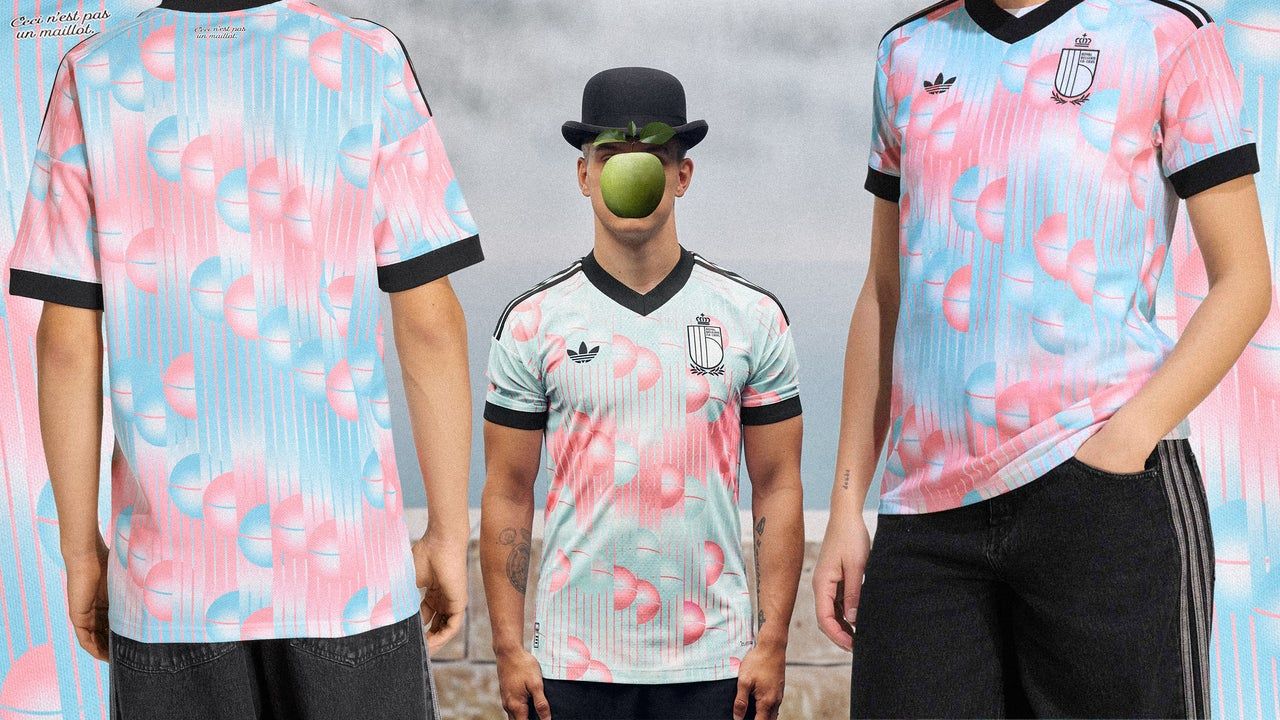 Adidas aposta no surrealismo de Magritte para a nova camisa da Bélgica na Copa de 2026