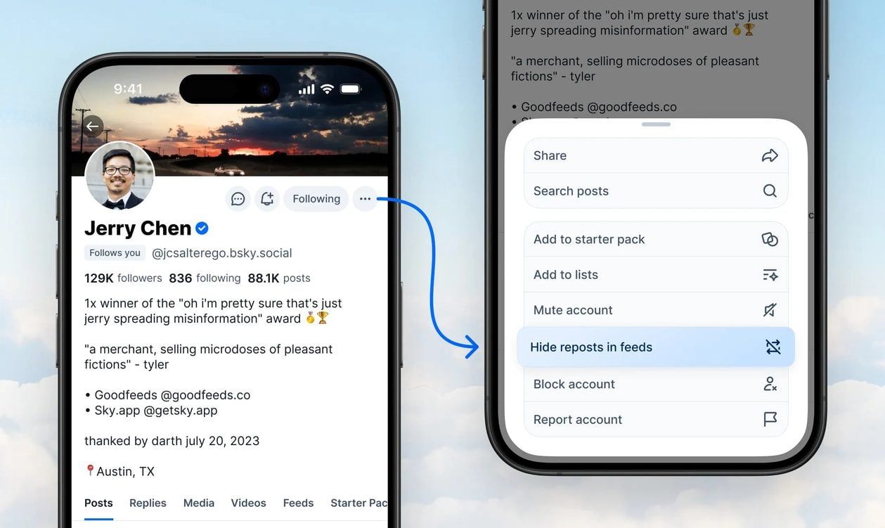 A faxina no feed: Bluesky enfim dá ao usuário o controle sobre reposts