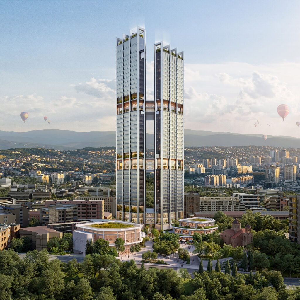 Foster + Partners une Yerevan com pontes verdes entre arranha-céus